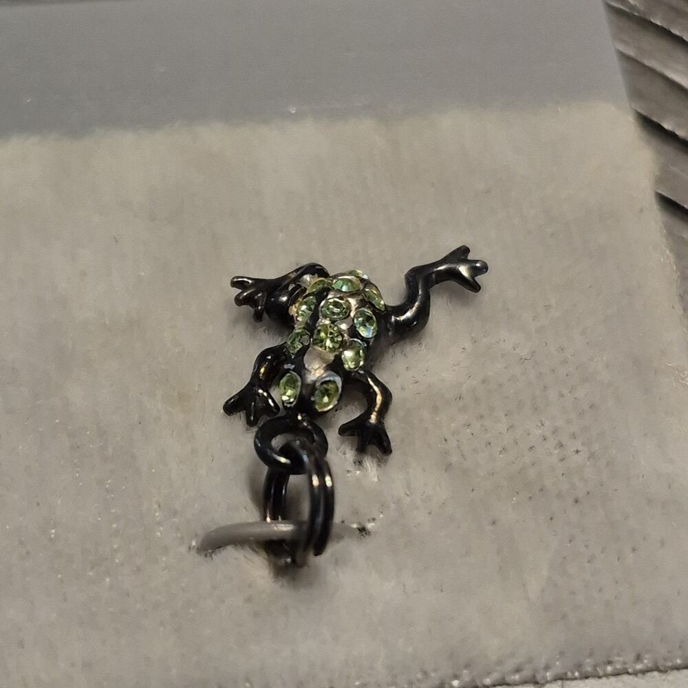 Vintage Sterling Silver Frog Charm On Original Card with wear See description